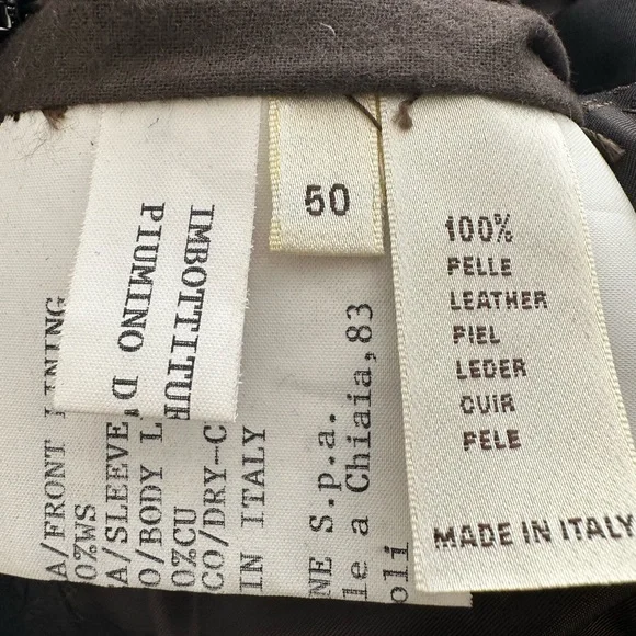 Kiton Napoli brown suede pelle leather puffer coat size 50 - Picture 8 of 10